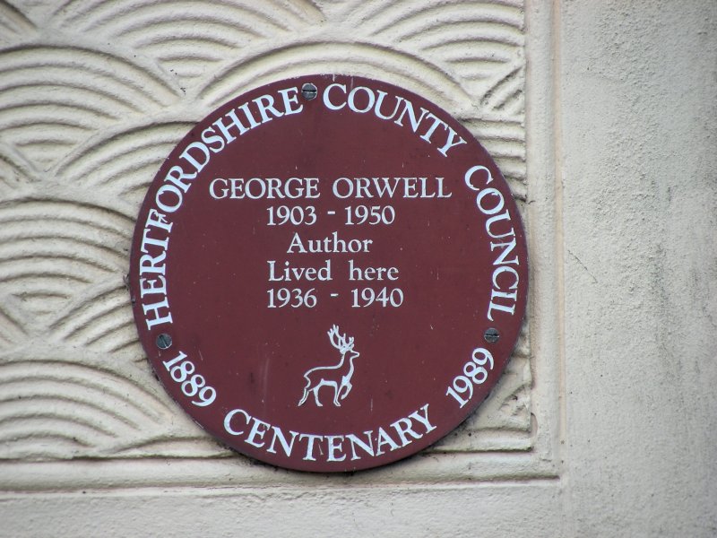 The wall plaque on what was once the home of George Orwell in Wallington.
